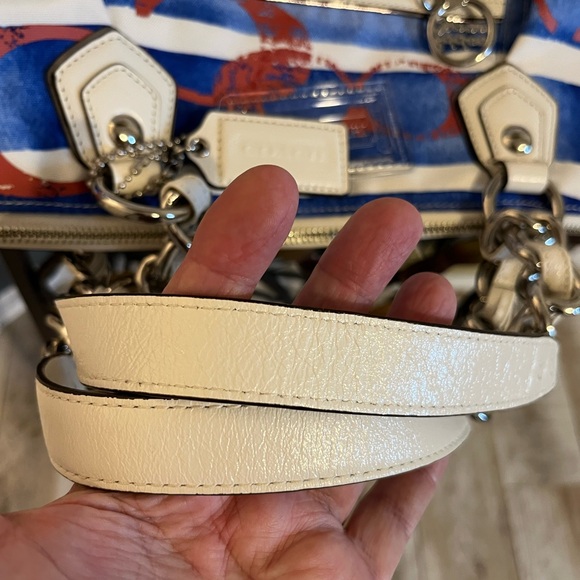 Coach Poppy Sequin Nautical Stripe Large Bag Purse 16970 - Picture 6 of 8